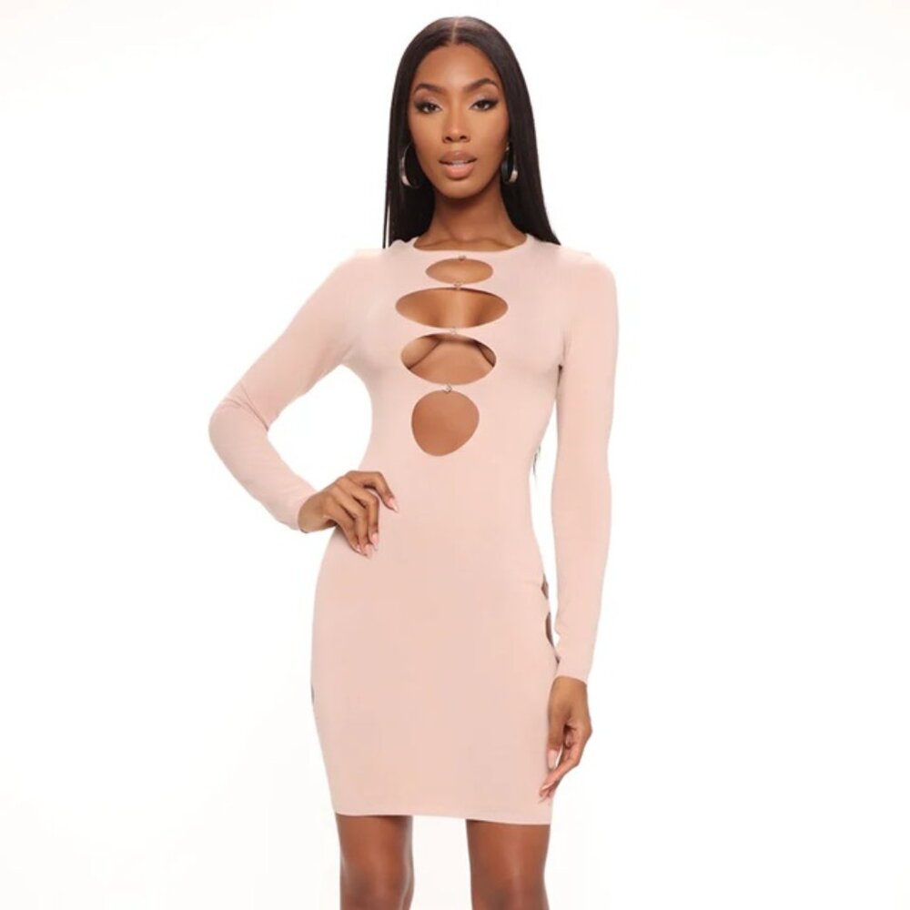 Adella Sweater Mini Dress - Taupe size XS